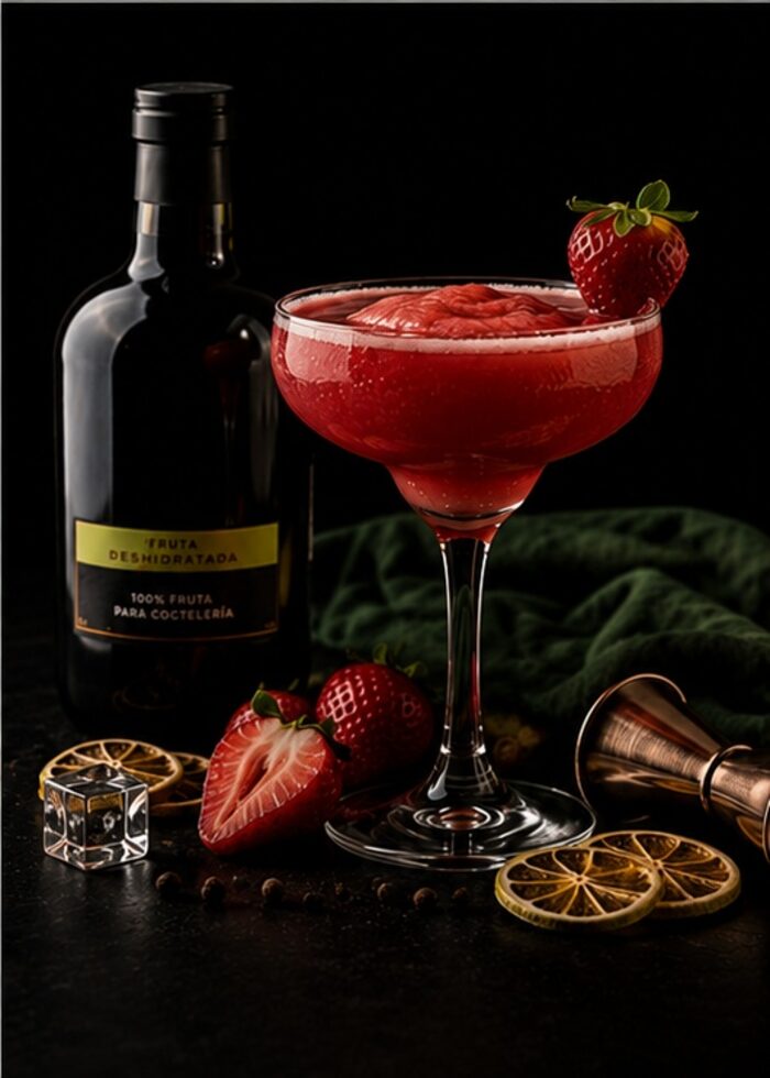 Daiquiri de Fresa, cóctel con fresa deshidratada Cítrica Premium