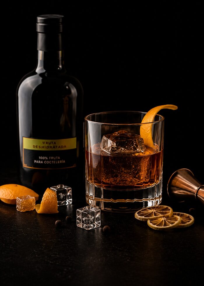 Old Fashioned de Autor, cóctel con naranja deshidratada Cítrica Premium